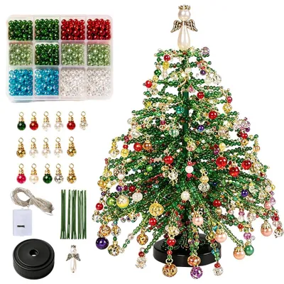 Perlen-Weihnachtsbaum-Bastelset, DIY, 10-teilig, 15x15x5 cm