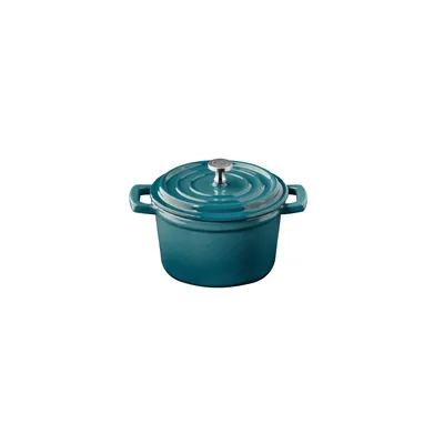 Produktbild von APS 88332 Mini-Serviertopf mit Deckel 5 STARS - Gusseisen emailliert, 0,35 Liter, türkis, induktionsgeeignet