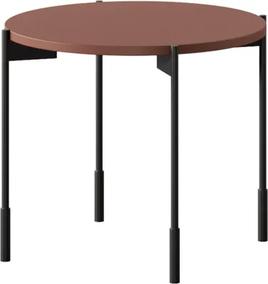 Zdjęcie produktu dla Sonatia Okrągły stolik kawowy 45 cm – blat MDF z metalową podstawą | Kolor: bordowy | Wymiary: 49x40x49 cm