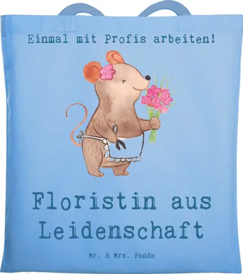 Produktbild von Mr. & Mrs. Panda Tote Bag Floristin Leidenschaft - Sky Blue - Geschenk, canvas tasche, Spruch, Unitasche, Shopping, Uni, Blumenlanden, Beruf, Ausbildung, Baumwollbeutel