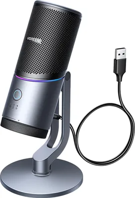 Zdjęcie produktu dla Mikrofon Ugreen Cm769 Na Biurko, Z Usb-A, Rgb Led - Srebrny