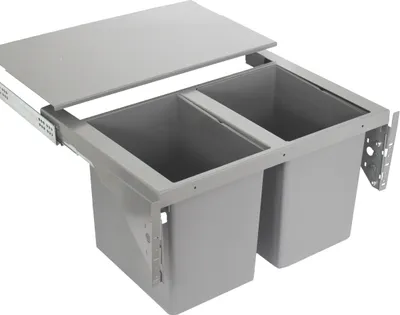 Image de WESCO 2 x 17 L Pullboy Soft Shorty, poubelle encastrable, 60 cm, gris clair, 34 L