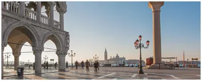 Produktbild von Wallario Küchenrückwand selbstklebend, Größe: 115 x 50 cm, Motiv: Venedig - Dogenpalast, Markusplatz und San Giorgio Maggiore I | Spritzschutz | abwischbar | pflegeleicht | in