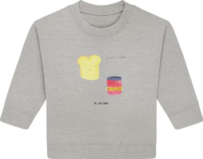 Produktbild von Mr. & Mrs. Panda Organic Baby Pullover Toast Marmelade 6. - 12. Monat - Heather Grey - Geschenk, Brot, Bullover, Lustige Sprüche, Dreamteam, Süß, Toastbrot