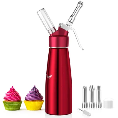 Sahnespender 500 ml, Aluminium, 3 Spritzdüsen, leckdicht