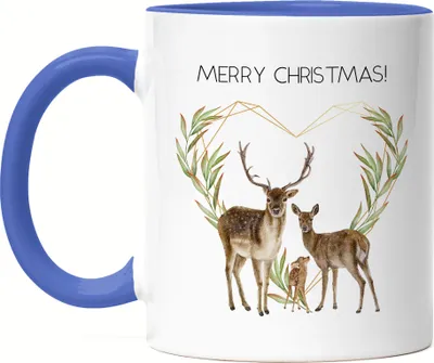 Produktbild von Merry Christmas Tasse Blau Geschenkidee Rentier-Fans Reh-Kids Süßes Motiv für Weihnachten für Familie Freunde