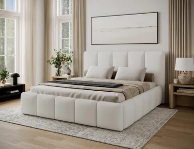 Obrázek produktu pro Manželská čalouněná postel 180x200 DOLVERO 3 - bílá