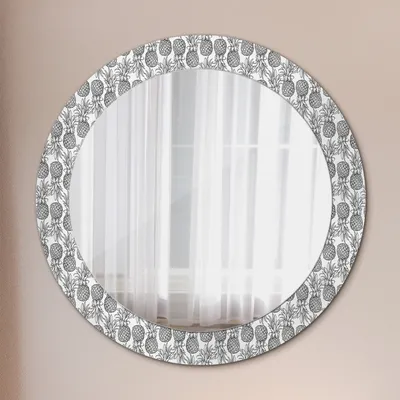 Produktbild von Modern Spiegel - Wandspiegel Design Wandmontage – Badspiegel mit Aufdruck - Rundspiegel - Ananas - Rund: Ø70cm