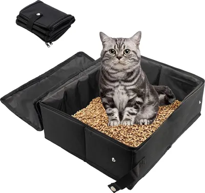 Produktbild von Katzenklo Reise-Streu - tragbare Katzentoilette für Katzen - leicht und auslaufsicher - schwarz