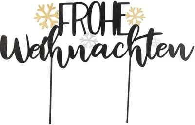 Produktbild von Pflanzenstecker - Frohe Weihnachten - schwarz/gold/silber - ca. 33 x 21 cm