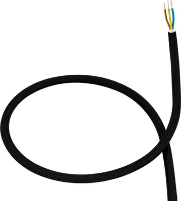 Produktbild von Schwarzes Textilkabel 1 m, 1,5 mm² Querschnitt, 6 mm Durchmesser für Beleuchtungsanlagen