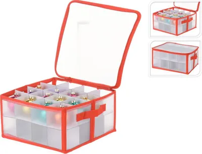Productafbeelding van H&S Decoratie: Opbergdoos voor kerstballen - Veilige bescherming voor uw decoratie. Afmetingen: 34x34x17 cm