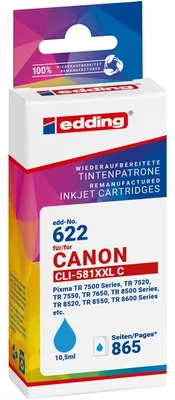 Productafbeelding van edding 18-622 edding EDD-622, cyaan inktpatroon, compatibel met Canon CLI-581XXL C