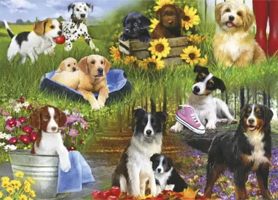 Image de Puzzle GIBSONS Nous assemblons : Chiens 24 pièces