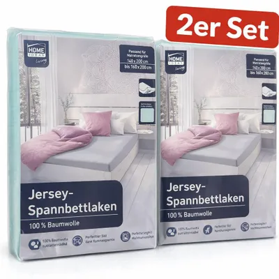 Produktbild von Jersey Spannbettlaken 2er Set – 100% Baumwolle, weich & atmungsaktiv (140–160 x 200 cm)  Sichern Sie sich gleich 2 hochwertige Jersey Spannbettlaken
