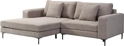 Produktbild von HOME DELUXE Sofa BELLANO Beige M 238 x 188 x 94 cm - Ottomane: Links | inkl. Zierkissen Cordsofa, L – Form Sofa, Ecksofa, Cordstoff