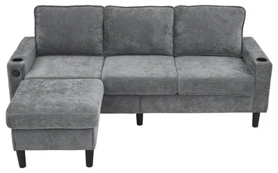 Obrázek produktu pro Rohová pohovka ve tvaru "L" - Modulární pohovka - Pohovka ve tvaru "L" - Kompaktní rozměry: 202 x 137 x 80 cm - S USB porty