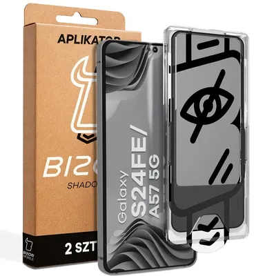Produktbild von Gehärtetes Glas mit Privatschutzfilter und Applikationsrahmen für Galaxy S24 FE / A57 5G, Bizon Glass Aplikator Shadow, 2 Sets