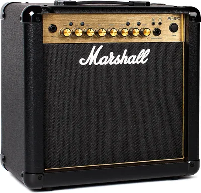Produktbild von Marshall MG15GFX Gitarren-Combo-Verstärker mit integriertem FX, Übungsverstärker, geeignet für E-Gitarre – Schwarz und Gold