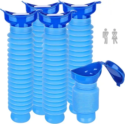Produktbild von Pack von 5 Mini Urinalen, 750 ml, Wiederverwendbare Noturinal, Tragbare Toilette für Camping