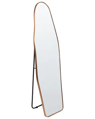 Produktbild von BELIANI Stehspiegel Gold Metall 160 cm mit Schmalem Rahmen Asymmetrisch Freistehend Modern Wohnzimmer Schlafzimmer Garderobe Bad Deko Satndspiegel