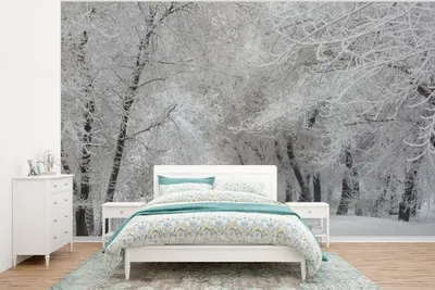 Produktbild von MuchoWow® Fototapete für Wohnzimmer oder Schlafzimmer Wandtapete Vinyl Motivtapete Bäume - Schnee - Winter - 375x280 cm - Schlafzimmer tapete
