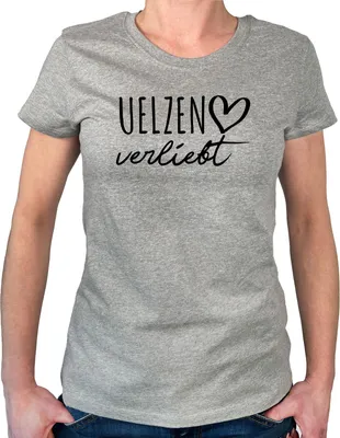 Produktbild von Huuraa Damen T-Shirt Uelzen verliebt M Sport Grey Bio Baumwolle Fairtrade Damenshirt Geschenkidee
