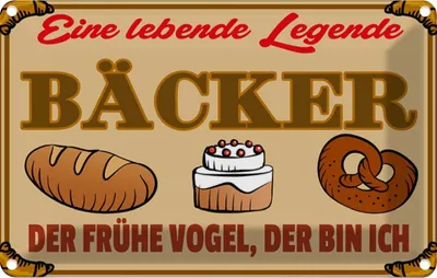 Produktbild von vianmo Blechschild 20x30 cm Essen Lebende Legende Bäcker Brot Trinken
