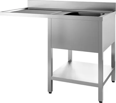 Produktbild von Combisteel Spültisch 1 Becken rechts mit 1/2 Grundboden Edelstahl 1200x700x850mm