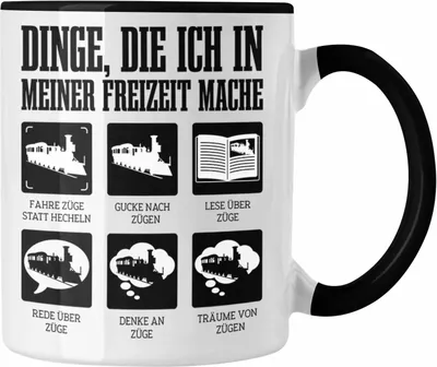 Produktbild von Trendation - Züge Tasse Ich Liebe Züge Geschenk Eisenbahner Modelleisenbahn Lustiger Spruch (Schwarz)