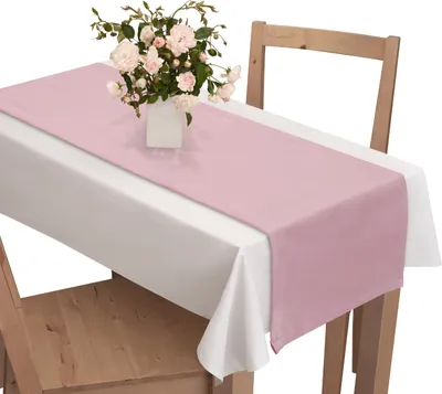 Zdjęcie produktu dla Voppi Bieżnik obrus na stół 40x220 cm jednolity welurowy różowy pudrowy róż