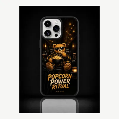 Productafbeelding van iPhone 15 Pro Max hoesje, telefoonhoesje, beschermhoesje, case met popcornmotief – LUNØIR ©