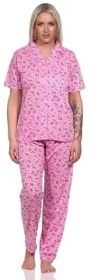 Produktbild von Damen Pyjama kurzarm Schlafanzug Pyjama-Set;  Pink L/40