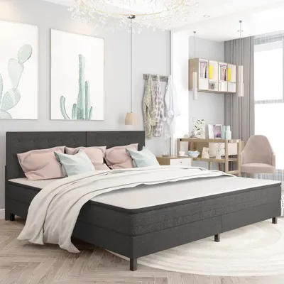 Immagine prodotto di Testiera Letto Trapuntata Grigio Scuro in Tessuto 200x200 cm