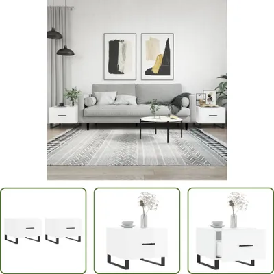 Produktbild von The Living Store Couchtische 2 Stk. Hochglanz-Weiß 50x50x40 cm Holzwerkstoff