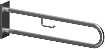 Produktbild von BELP Stützgriff in U-Form Edelstahl gebürstet mit Abdeckung mit Toilettenpapierhalter 100x250x916 mm, 120 kg Traglast für Bad & WC >> zum Bohren