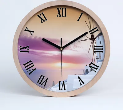 Produktbild von Holzuhr 20fi cm wanduhr - schwarze Spitzen - Santorini, Griechenland