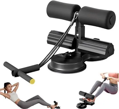 Immagine prodotto di Unyqoos®: barra per addominali compatta e regolabile – portatile, alta stabilità grazie ai doppi ventose, 3 altezze (12,8–19,5 cm), tubi in acciaio, 0,96 kg