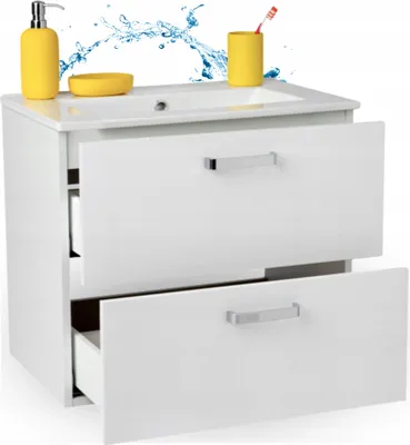Zdjęcie produktu dla Szafka Łazienkowa z Umywalką 60x40 cm Zestaw Szafka Biała Lakierowana