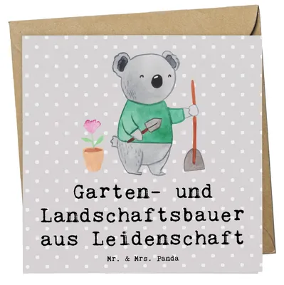 Produktbild von Mr. & Mrs. Panda Deluxe Karte Garten- und Landschaftsbauer Leidenschaft - Grau Pastell - Geschenk, Gärtner, Spruch, anlasskarte, Glückwunschkarte, Klappkarte, Gärtnerei