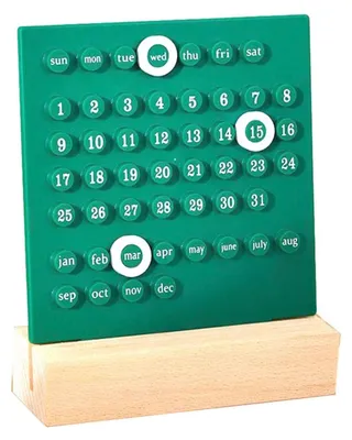 Imagen del producto de Calendario de madera para oficina con aro de acrílico, calendario perpetuo, color verde, ideal para el espacio de trabajo en casa