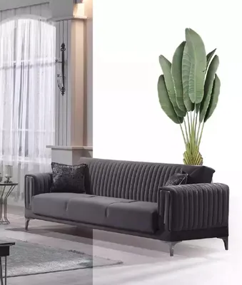 Produktbild von Graues Sofa Wohnzimmer Dreisitzer Samtsofas 3-Sitzer Couchen Luxus Möbel