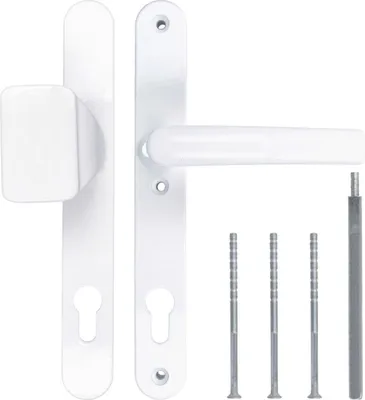 Produktbild von Türgriff / Türdrücker / Türklinke / Drückergarnitur 92mm (Schildbreite 32mm) - weiß - mit Knauf