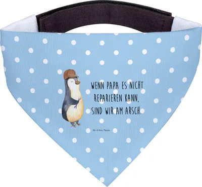 Produktbild von Mr. & Mrs. Panda Hunde Halstuch Wenn Papa es nicht reparieren kann, sind wir am Arsch - Blau Pastell - Geschenk, Vatertag, Muttertag, Schraubenschlüssel, Hundehalstuch