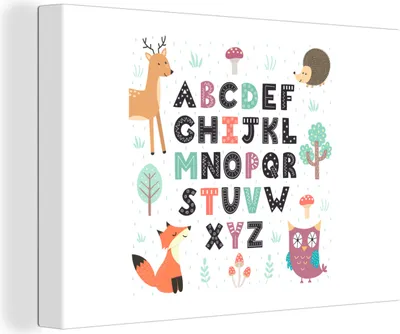 Produktbild von OneMillionCanvasses® - Leinwandbilder - 140x90 cm, Illustration Alphabet mit Waldtieren, Wandbilder Kunstdruck Wanddekoration