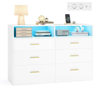 Produktbild von VASAGLE Custos Kollektion - Kommode, Kommodenschrank mit LED-Beleuchtung und Ste