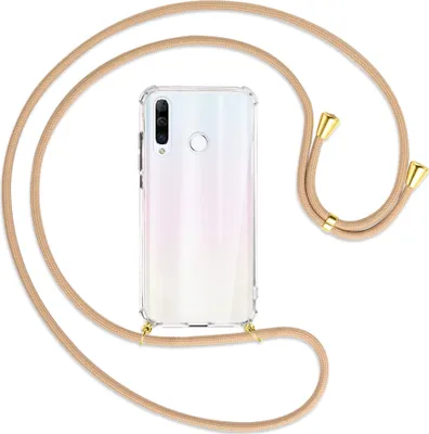 Produktbild von Handykette Backcover-Schutzhülle mit Band (Metall goldfarben) für Huawei P30 Lite - beige