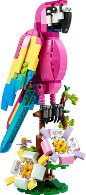 Produktbild von LEGO 31144 Creator 3-in-1 Exotischer Pinkfarbener Papagei, Frosch und Fisch, Dschungel-Spielzeug mit Tier-Figuren, tropische Schlafzimmer-Deko, Geschenk für Kinder, Mädchen, Jungen ab 7 Jahren