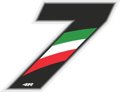 Image de Autocollant numéro de course pour moto "7" tricolore 65 x 85 mm