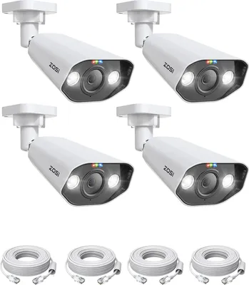 Produktbild von ZOSI 4K 8MP PoE Überwachungskamera Aussen, 3840×2160P Outdoor IP PoE Kamera mit Personenerkennung, Farbnachtsicht, 2-Wege-Audio, Zusatz Kameraset für ZOSI 4K POE NVR